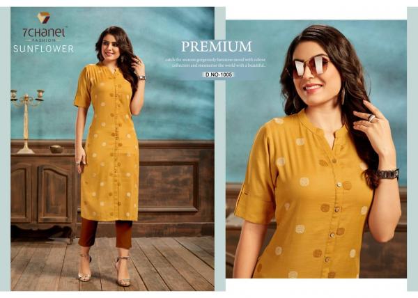 7 Chanel Sunflower-Cotton-With-Embroidery-Kurti